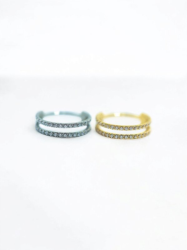 Argola Dupla S/ Cravejado de Zircônias Titânio