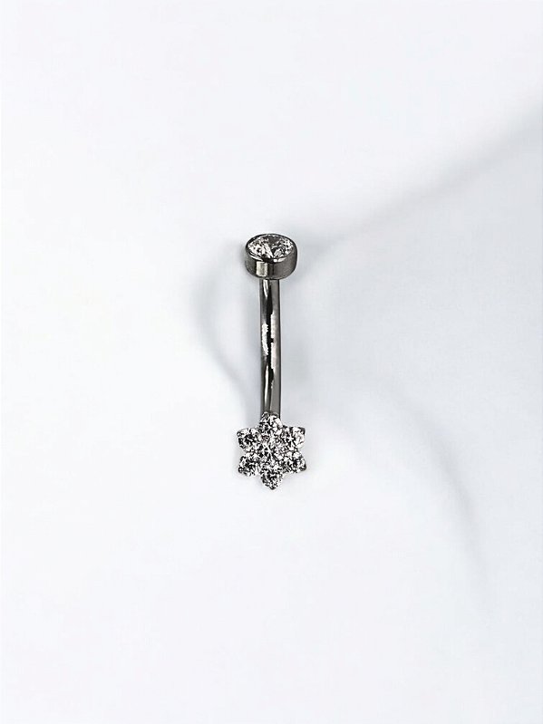 Umbigo Flor de Zircônias Mini Titânio