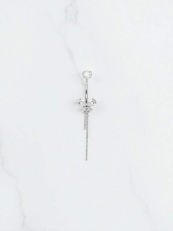 Umbigo Borboleta de Zircônias com Correntes Titânio