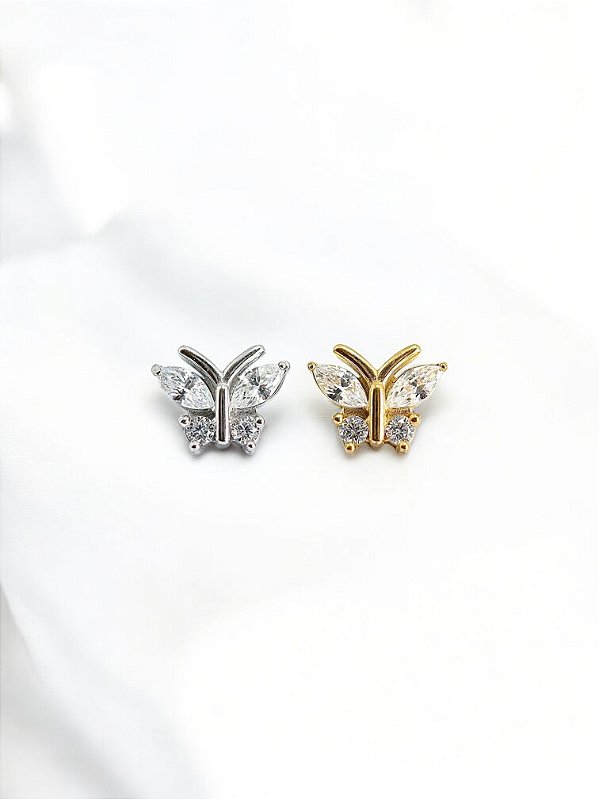 Labret Borboleta C/ Zircônias Titânio