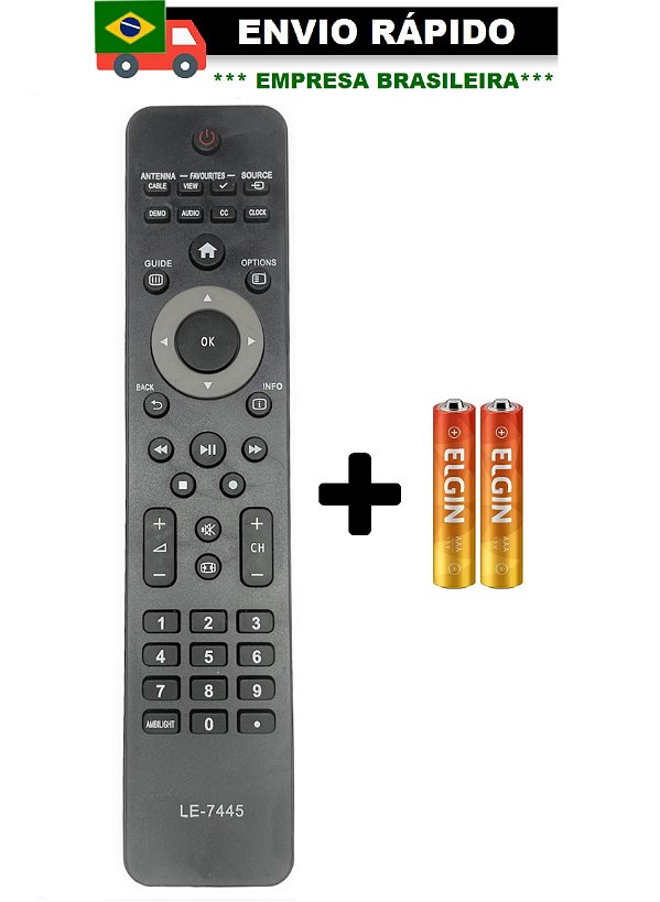 CONTROLE REMOTO COMPATÍVEIL COM TV LED PHILIPS SMART LE-7445