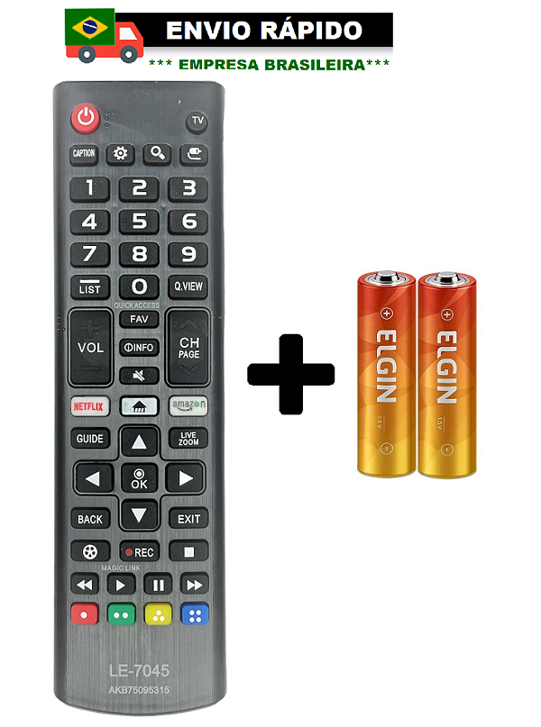CONTROLE REMOTO COMPATIVEL COM TV LG SMART 3D FUTEBOL NETFLIX LE-7045