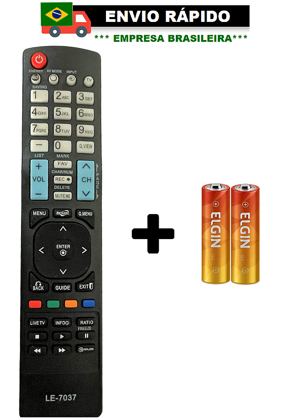 CONTROLE REMOTO COMPATÍVEL COM TV LG SMART LE-7037