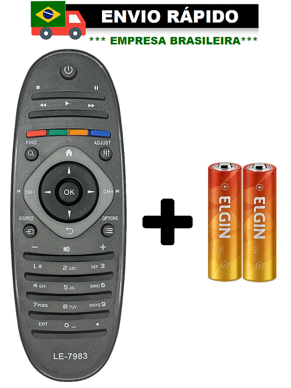 CONTROLE REMOTO OMPATÍVEL COM TV PHILIPS TV LCD/LED LE-7983/KA-2982