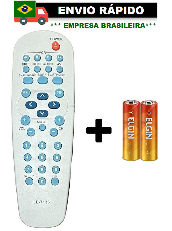 CONTROLE REMOTO COMPATÍVEL COM TV PHILIPS COM FUNÇOES BASICAS DVD LE-7133