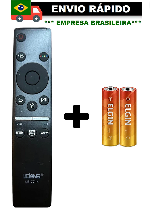 CONTROLE REMOTO COMPATÍVEL COM TV SMART LED 4K SAMSUNG COM NETFLIX LE-7714