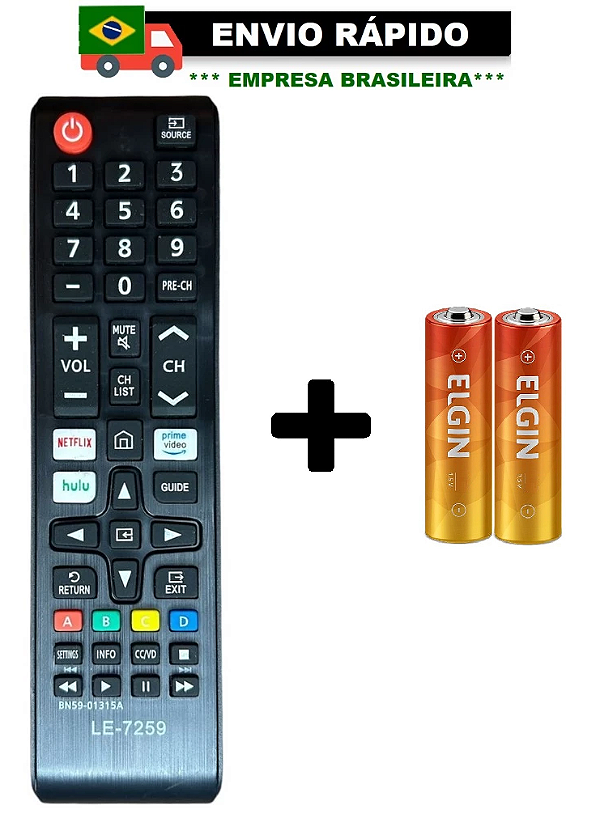 CONTROLE REMOTO COMPATÍVEL COM TV LED SAMSUNG COM NETFLIX LE-7259