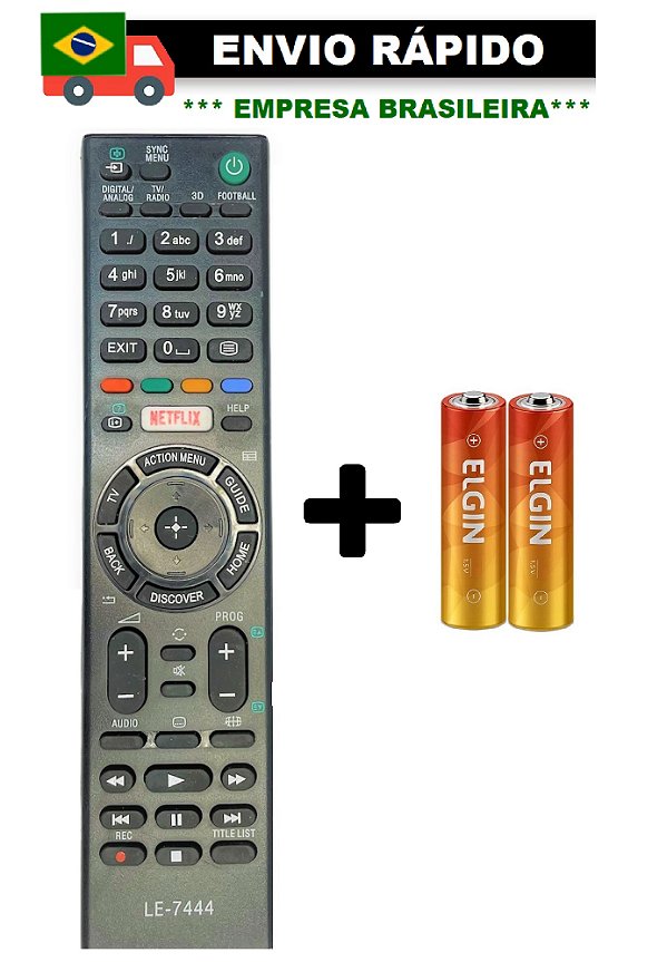 CONTROLE REMOTO COMPATÍVEL COM TV SONY LCD COM NETFLIX LE-7444