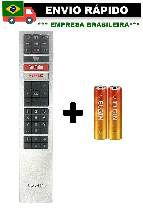CONTROLE REMOTO COMPATÍVEL COM TV AOC LED SMART LE - 7411
