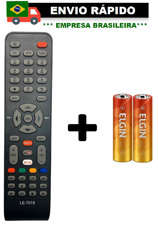 CONTROLE REMOTO COMPATÍVEL COM TV SEMP/ TCL LE-7018