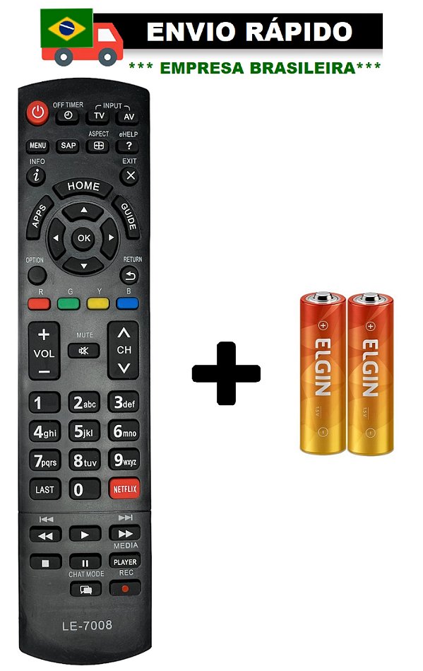 CONTROLE REMOTO COMPATÍVEL COM TV PANASONIC TV LED LE-7008