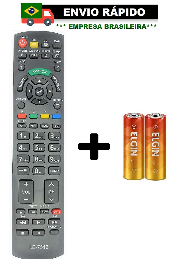 CONTROLE P/TV PANASONIC VIERA LED TOOLS/3D/SMART LE-7512
