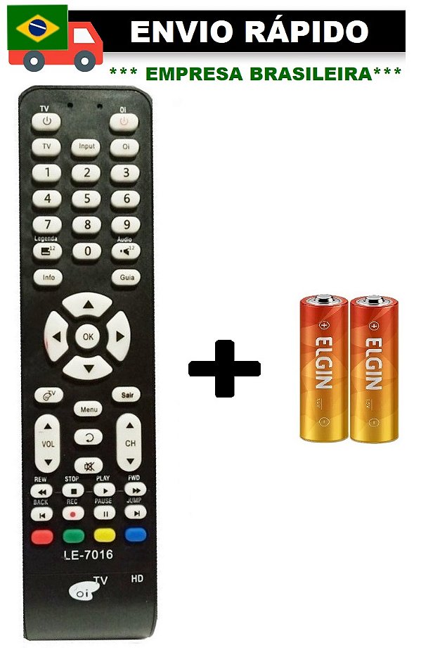 CONTROLE REMOTO COMPATÍVEL COM RECEPTOR OI TV LE-7016