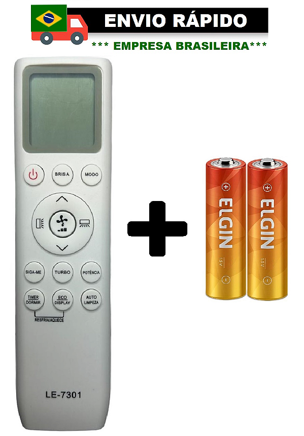 CONTROLE REMOTO COMPATÍVEL COM AR CONDICIONADO TCL LE-7301