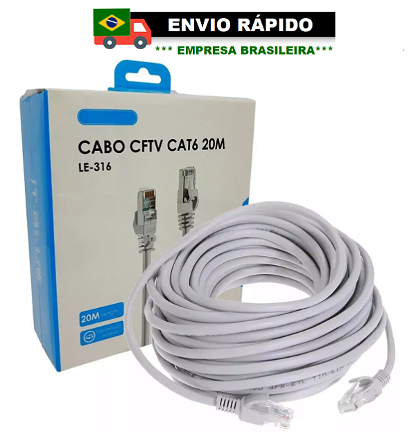 CABO DE REDE RJ45 X RJ45 CAT6 20M