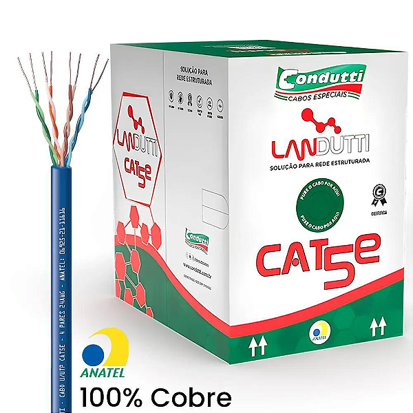 CABO CAT5E AZUL 305 METROS CONDUTTI 100% COBRE CONDUTTI