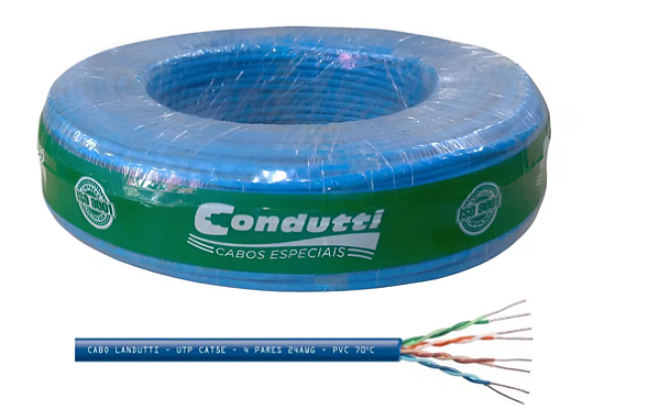 CABO CAT5E AZUL 100 METROS CONDUTTI 100% COBRE CONDUTTI