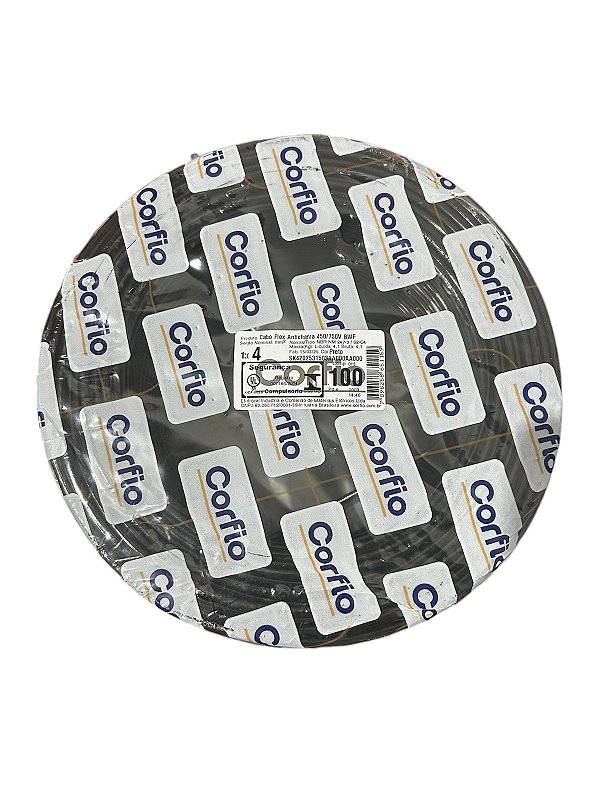 CABO FLEXIVEL 750V 4MM 100 METROS CORFIO PRETO