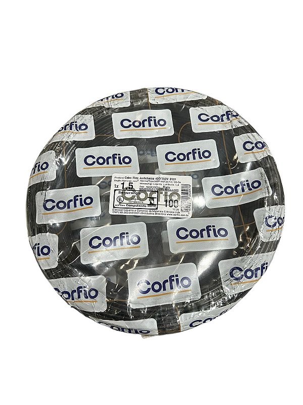 CABO FLEXIVEL 750V 1,5MM 50 METROS CORFIO PRETO