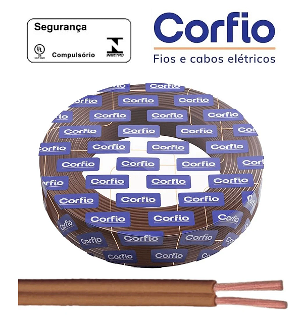 CORDÃO PARALELO 300V 2 X 1,00MM 100 METROS CORFIO MARROM
