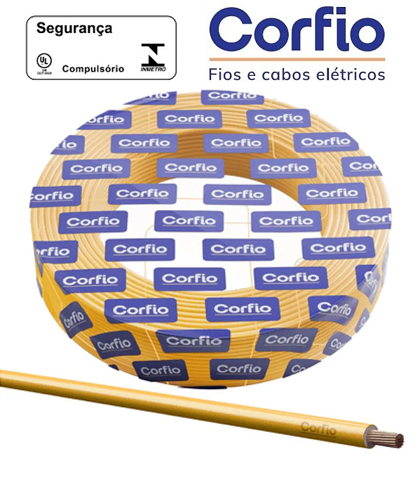 CABO FLEXIVEL 750V 10MM CORFIO AMARELO 50 METROS