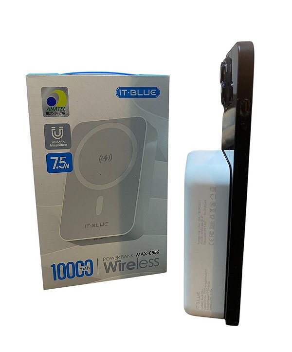 CARREGADOR POWERBANK POR INDUÇÃO WIRELESS 10000 MAH MAX-0556