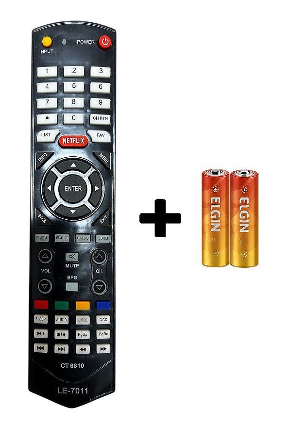 CONTROLE REMOTO COMPATÍVEL COM TV LED TOSHIBA NETFLIX LE-7011