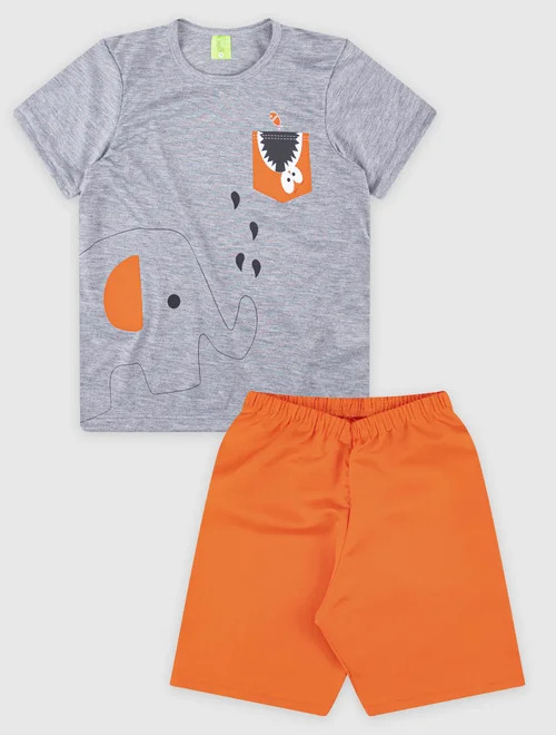 Conjunto Camiseta/Bermuda Masculino Laranja