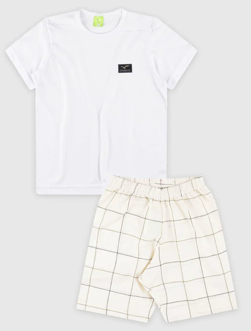 Conjunto Camiseta/Bermuda Masculino Branco