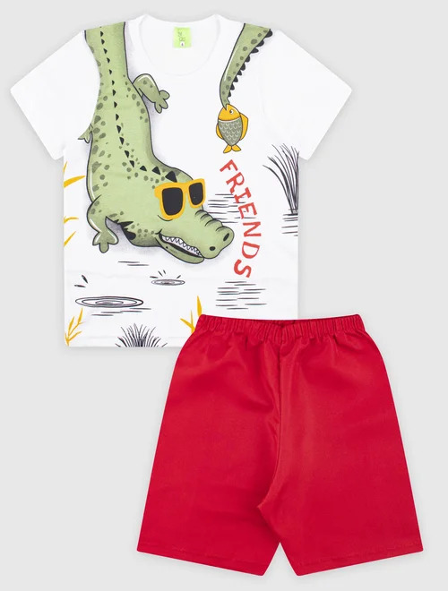 Conjunto Camiseta/Bermuda Masculino Jacaré