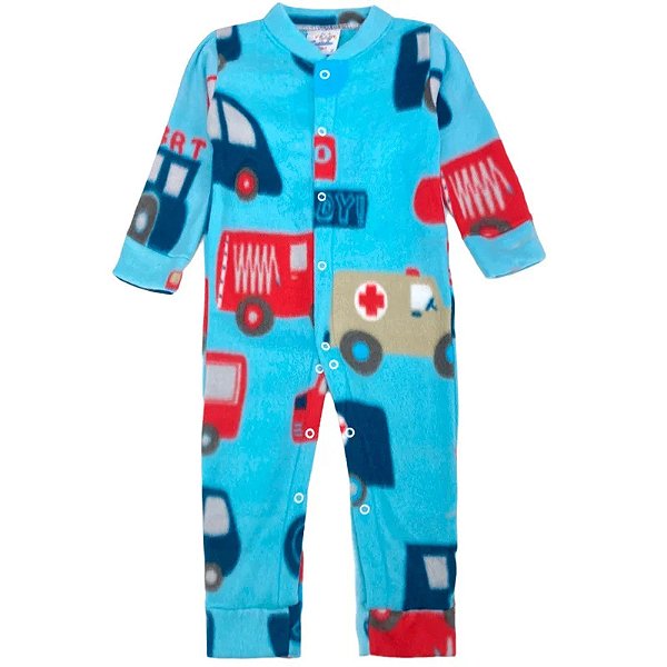 Macacão Soft Bebê Menino Carrinhos Azul