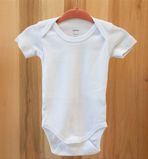 Body Manga Curta Branco em Algodão Macio