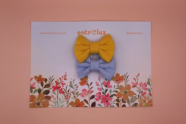 Duo de Laços Baby Girly Sweet : amarelo e azul - Bico de Pato 4cm