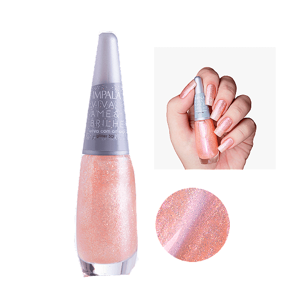 Esmalte Impala Viva, Ame e Brilhe Glitter 3D - Viva com Amor