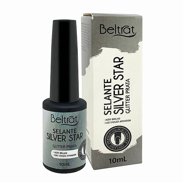 Top Coat Selante de Unhas Beltrat Silver Star Glitter Prata