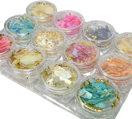 Madrepérola com Folhas de Ouro Encapsulado Para Unhas Nail Designer