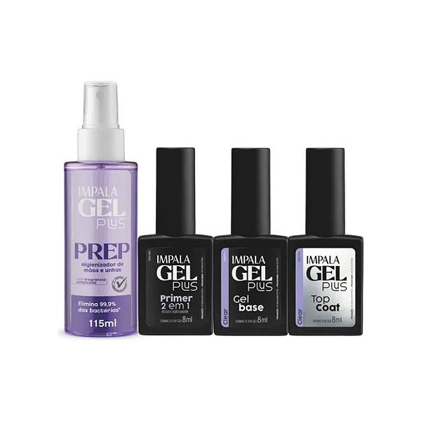 KIT IMPALA PREP + TOP COAT + GEL BASE + PRIMER 2 EM 1