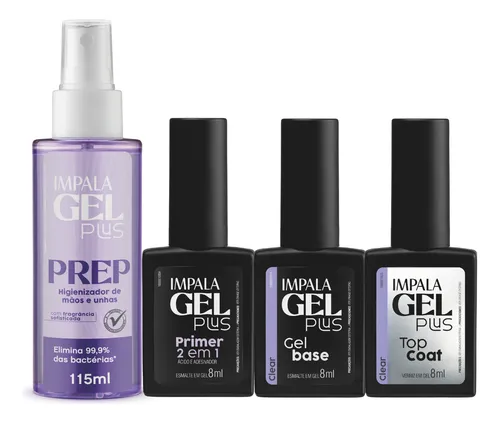 KIT IMPALA PREP + TOP COAT + GEL BASE +PRIMER 2 EM 1