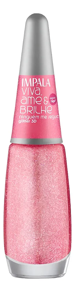 Esmalte Impala Viva Ame e Brilhe Glitter 3D Ninguém Me Segura 7,5ml