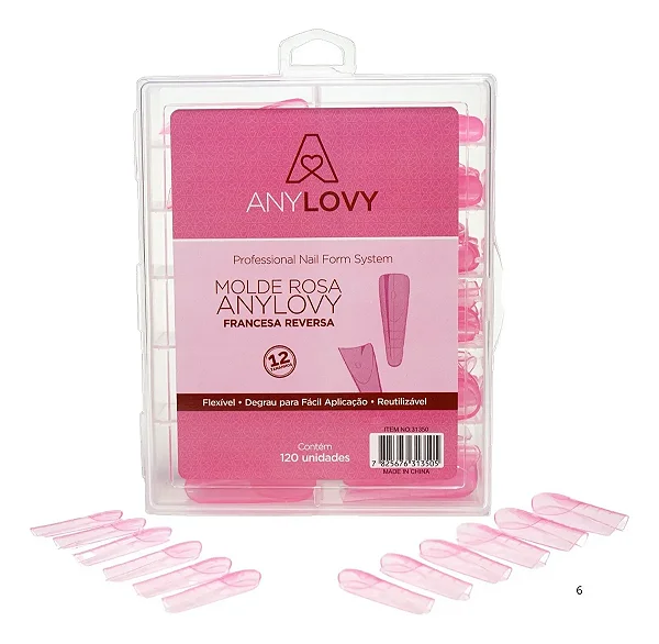 Molde Rosa Anylovy Francesa Reversa - 120 Unidades