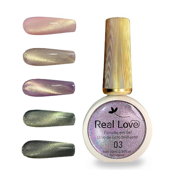 Esmalte em Gel 10ml Refletivo Glitter Olho de Gato 03 - Real Love