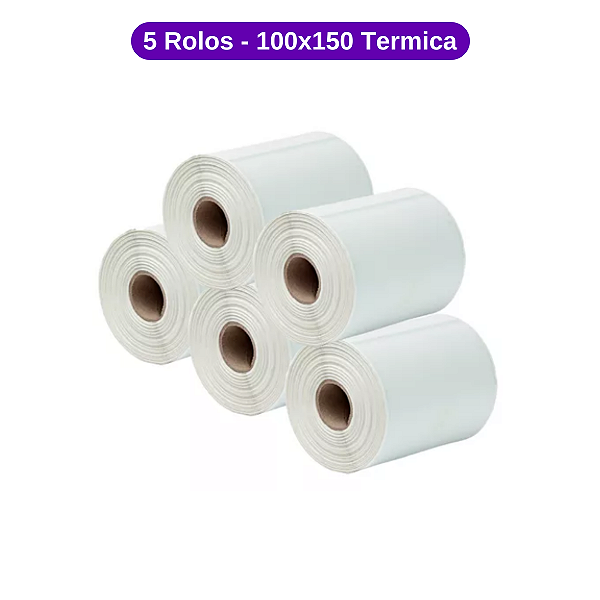 5 Rolos Etiqueta 100x150 - Térmica - E-commerce