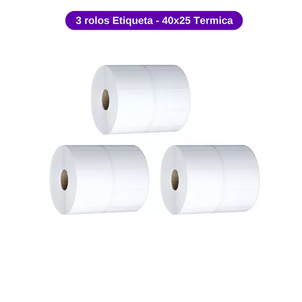 3 Rolos Etiqueta 40x25 - Coluna Dupla - Térmica