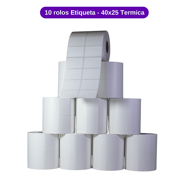 10 Rolos Etiqueta 40x25 Coluna Dupla - Térmica
