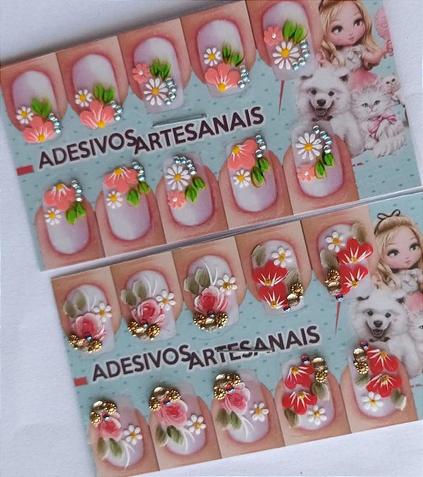 Adesivos artesanais com pedrarias  Kit com 6 cartelas