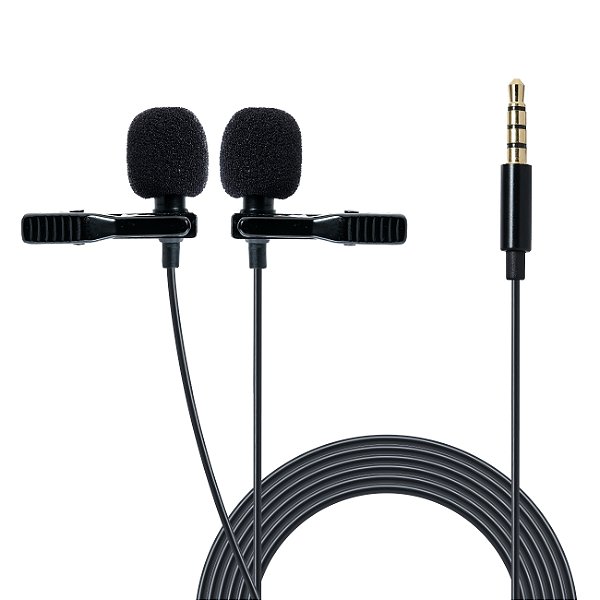 Microfone de Lapela Duplo com Fio - LAV-DUO Prostream
