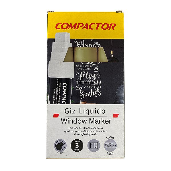 CANETA POSTER WINDOW MARKER COMPACTOR 10X15 DOURADO CAIXA COM 3
