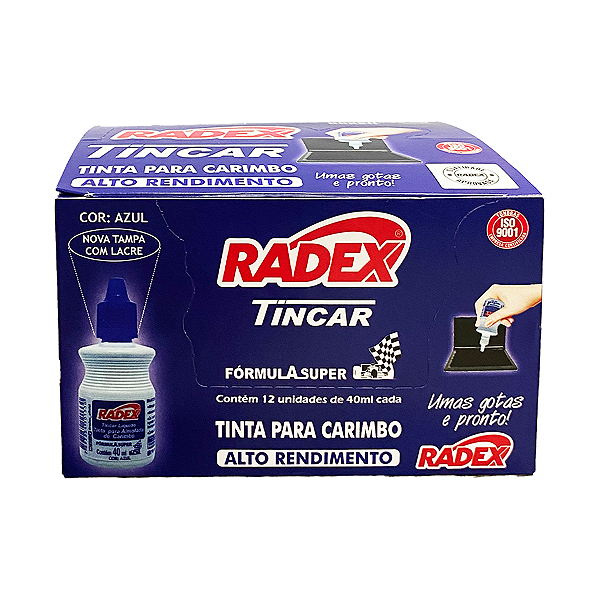 TINTA PARA CARIMBO RADEX 40ML CAIXA COM 12