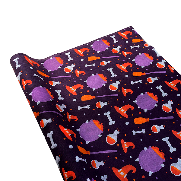 TNT ROLO ESTAMPADO ROXO HALLOWEEN COM 25 METROS