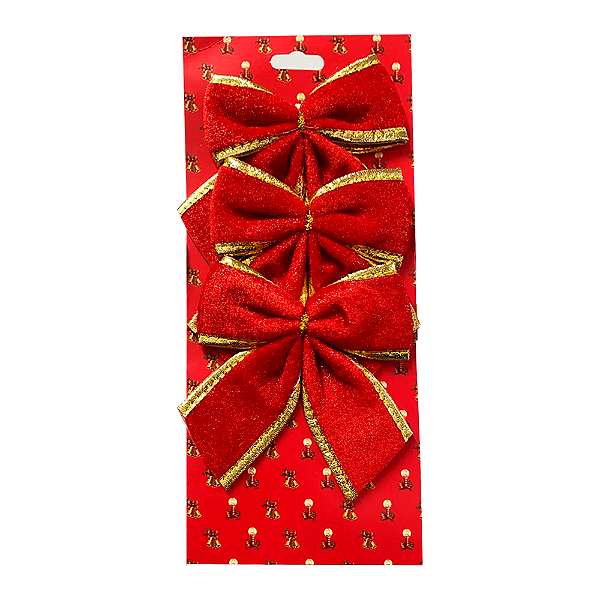 LACO NATAL DE VELUDO VERMELHO DECORADO LUXO C/ 3 10X12